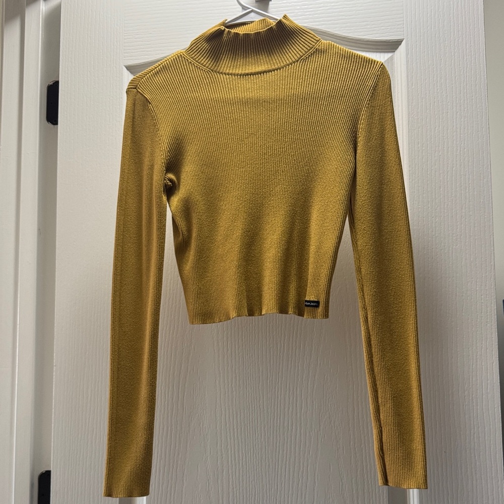Calvin Klein Jean Mustard Ribbed Long Sleeve Top